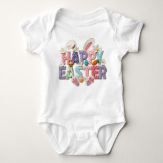 Body Para Bebê Simulated Latch Style Yarn Happy Easter 