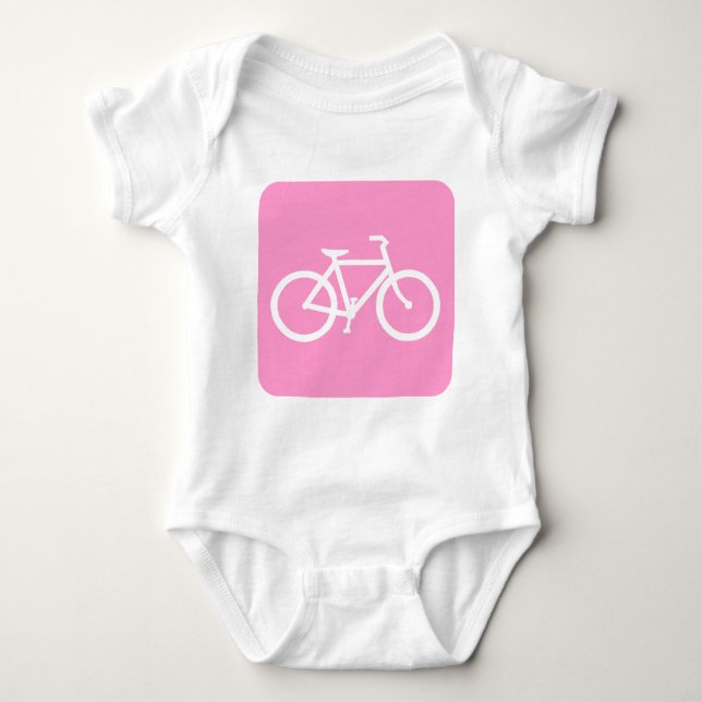 Body Para Bebê Sinal de Bicicleta - Rosa (Frente)