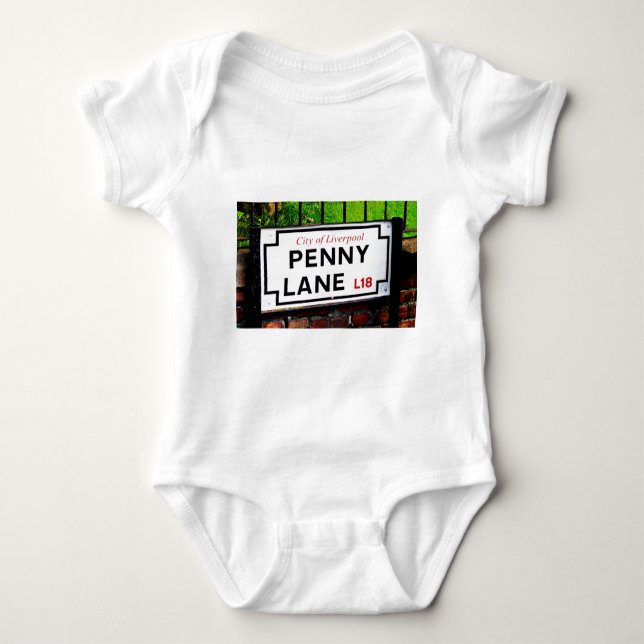 Body Para Bebê sinal de Liverpool Inglaterra da pista da moeda de (Frente)