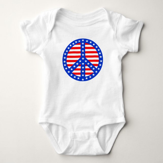 Body Para Bebê Sinal de Paz de Estrelas e Stripes (Frente)