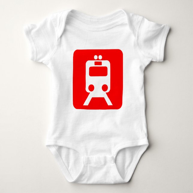 Body Para Bebê Sinal de Trem - Vermelho (Frente)