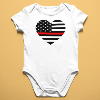 Body Para Bebê Sinalizador de Bombeiro de Apoio Coração