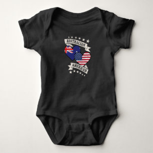 Body Para Bebê Sinalizadores de Coração Australianos Americanos -
