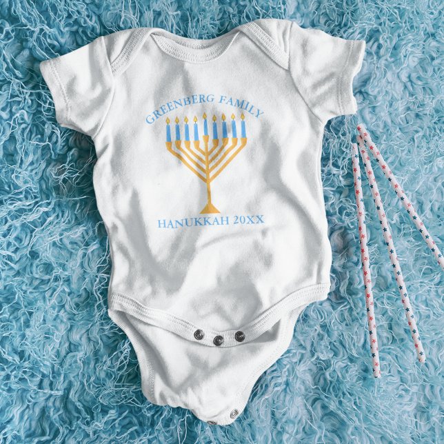 Body Para Bebê Sindicato da Família Cute Hanukkah Menorah Persona (Criador carregado)
