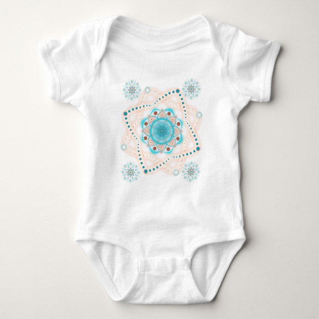 Body Para Bebê SK8 Aqua floral Mandalas (Frente)