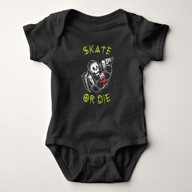 Body Para Bebê Skate ou morre Criador de Grim (Frente)