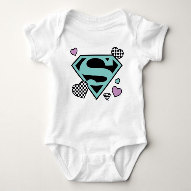 Body Para Bebê Skater Girl Supergirl Hearts-Shield (Frente)