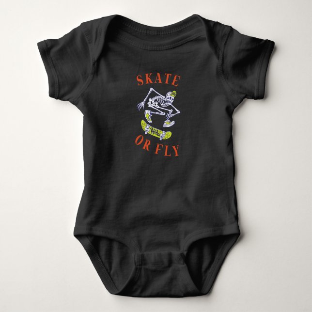 Body Para Bebê Skeleton de skate ou mosca (Frente)