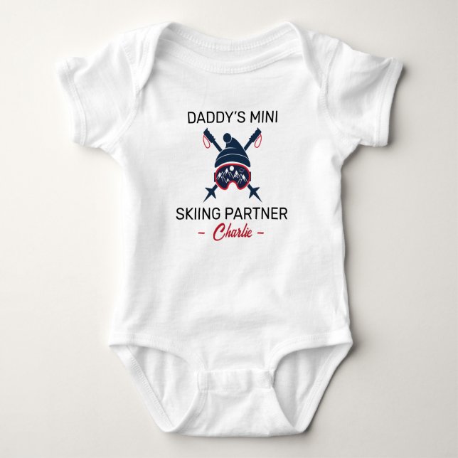 Body Para Bebê Skiier Baby Shower Daddy’s Mini Skiing Partner Ski (Frente)