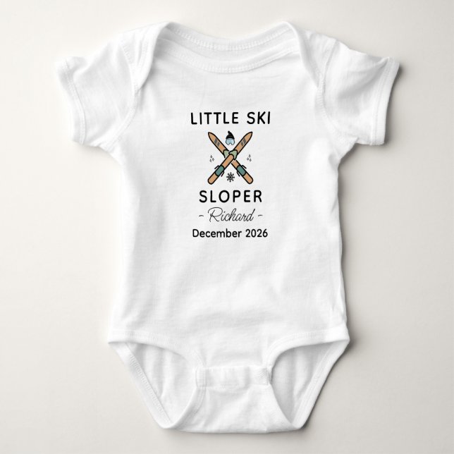 Body Para Bebê Skiier Baby Shower Little Ski Sloper - Skiing (Frente)
