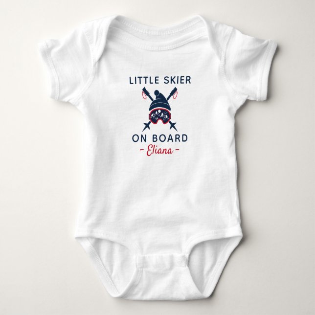 Body Para Bebê Skiing Baby Shower Little Skier on Board - Skiing (Frente)