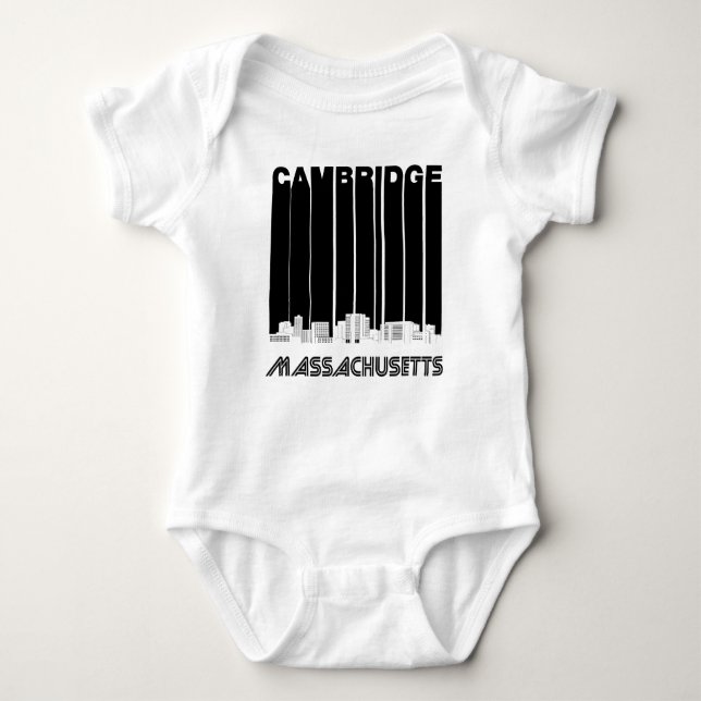 Body Para Bebê Skyline retro de Cambridge Massachusetts (Frente)