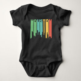 Body Para Bebê Skyline retro de Houston Texas do estilo dos anos