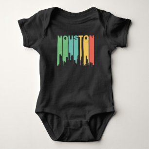 Body Para Bebê Skyline retro de Houston Texas do estilo dos anos