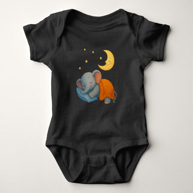 Body Para Bebê Sleeping Baby Elephant Under the Moon – Cute Dream (Frente)