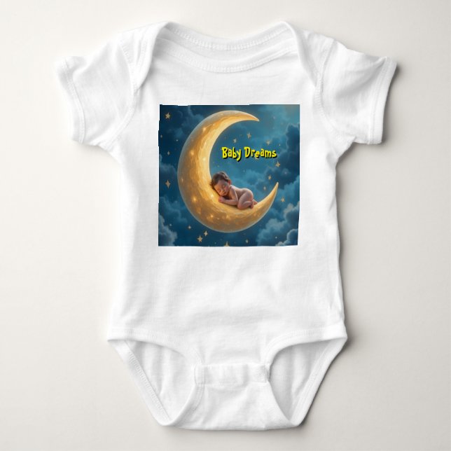 Body Para Bebê Sleepy baby moon t-shirt (white) (Frente)