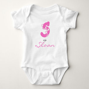 Body Para Bebê Sloan name Reveal Floral Letter S Pink Flower
