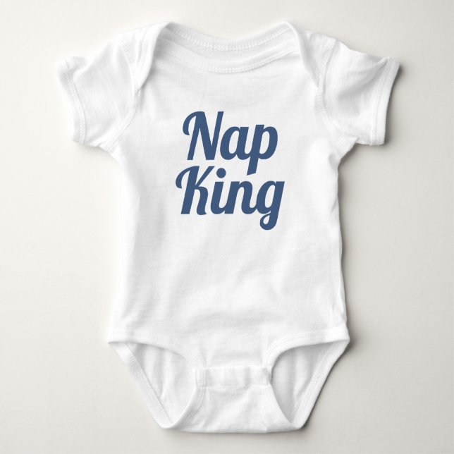 Body Para Bebê Slogan Azul Nap King Boy | Bebê-macarrão (Frente)