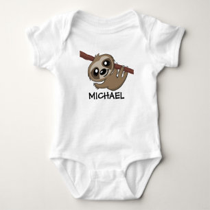 Body Para Bebê Sloth Sloth Cartoon Safari Nome da Floresta Chuva