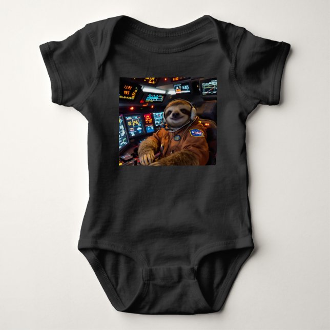 Body Para Bebê SlothComandante em roupa de mascar no espaço (Frente)