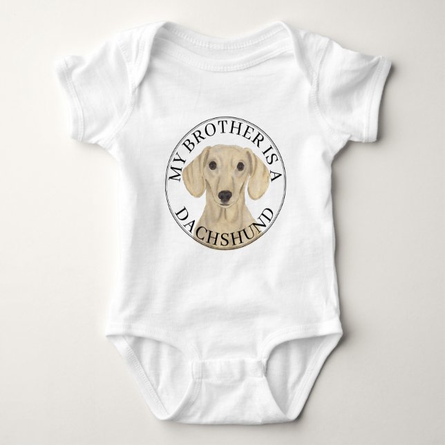 Body Para Bebê Smooth Cream Dachshund Dog Big Brother (Frente)