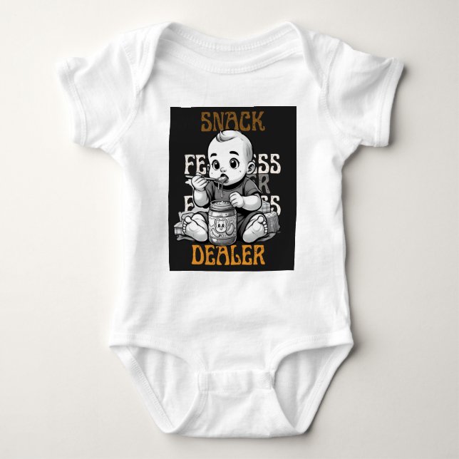 Body Para Bebê Snack Dealer em treinamento" - Alerta Futuro de Fo (Frente)