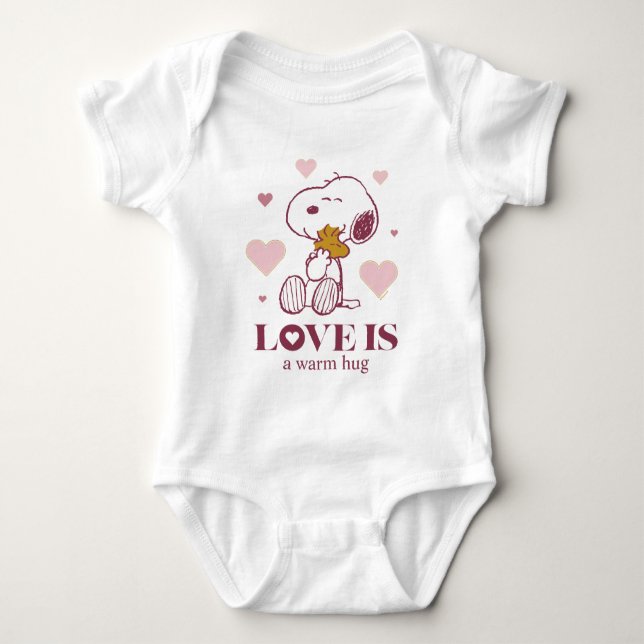 Body Para Bebê Snoopy & Woodstock - O amor é Snuggles e Cuddles (Frente)