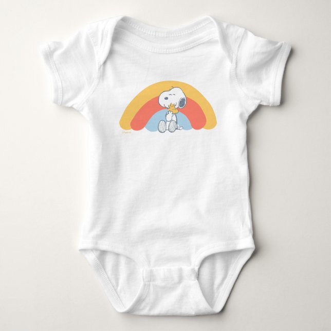 Body Para Bebê Snoopy & Woodstock Rainbow Baby Shower Baby Bodysu (Frente)