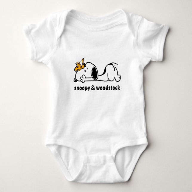 Body Para Bebê Snoopy & Woodstock | Sorriso Rindo (Frente)