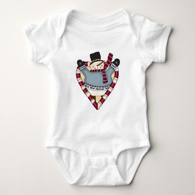 Body Para Bebê Snowman Love T-shirts e presentes (Frente)