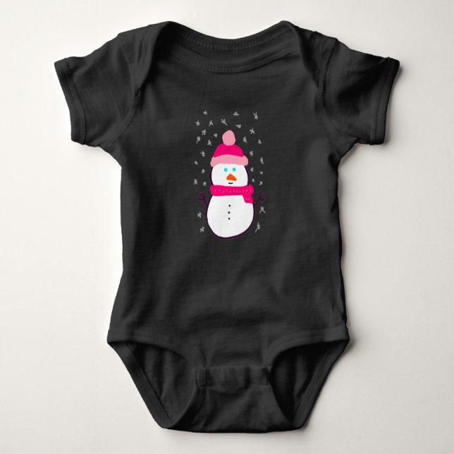 Body Para Bebê Snowman Rosa com Neve Flurry (Frente)
