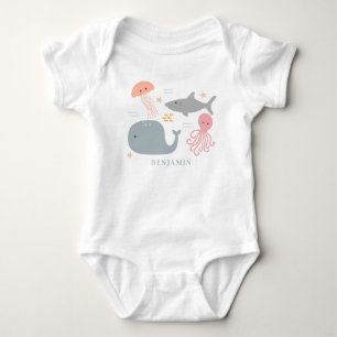 Body Para Bebê Sob Os Amigos Do Mar