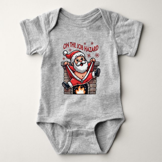 Body Para Bebê Sobre Papais noeis de Risco de Fogo (Frente)