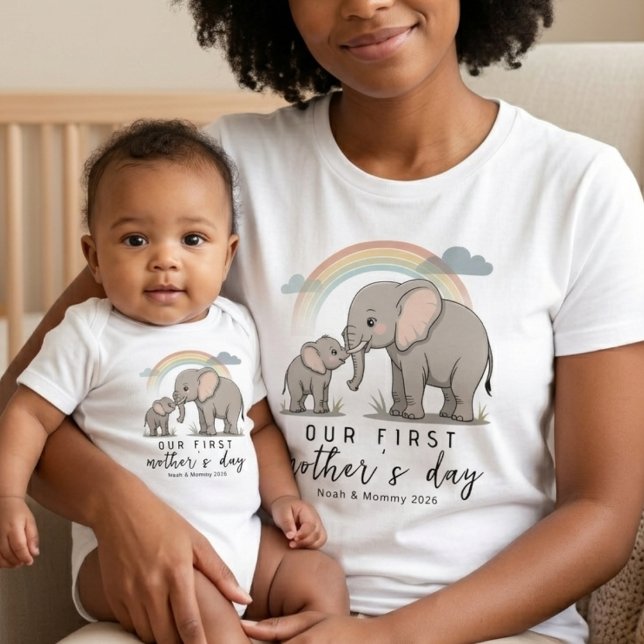 Body Para Bebê Soft Elephant Baby Mom Love First Mothers Day Art (Criador carregado)