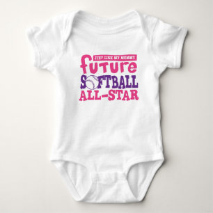 Body Para Bebê Softball futuro todas as Estrela-Mamães