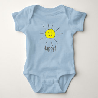 Body Para Bebê Sol Amarelo Feliz com Smiley face -