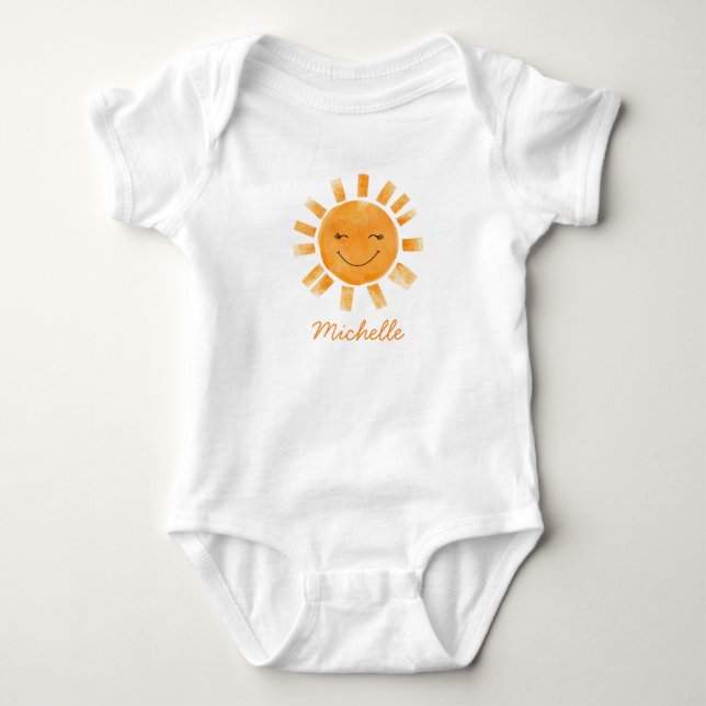 Body Para Bebê Sol Boho de Sunshine Laranja Amarelo Fofo Personal (Frente)