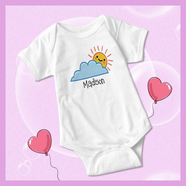 Body Para Bebê Sol E Nuvens Personalizadas (Criador carregado)
