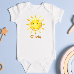 Body Para Bebê Sol e Raios de Sol de Limão Fofo