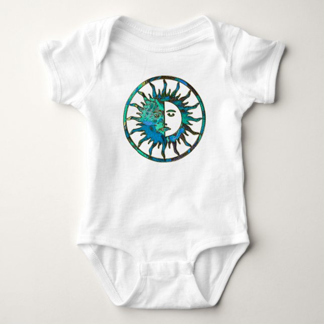 Body Para Bebê SON e LUA em azul, ouro e prata (Frente)