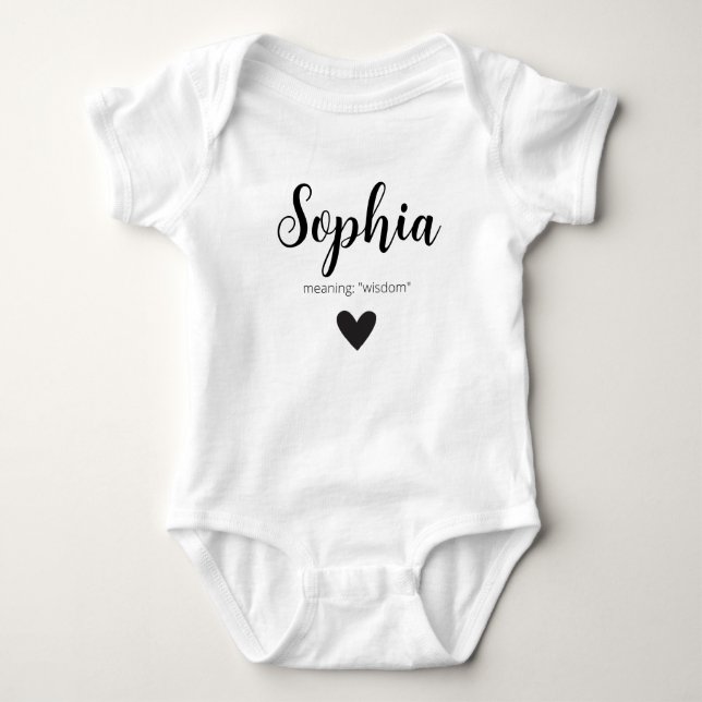 Body Para Bebê Sophia Name Reveal Significa Menino Moderno Mínimo (Frente)