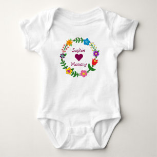 Body Para Bebê Sophie Hearts Mamães Elegantes Flores Personalizam