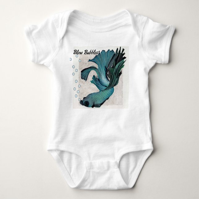 Body Para Bebê Soprar Bolhas Gerber Bebê Onsie Peixe Betta (Frente)