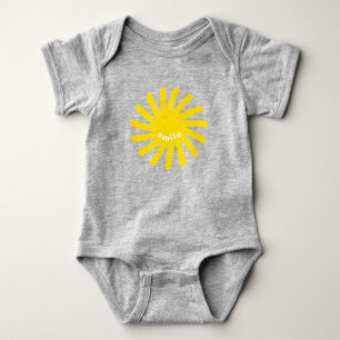 Body Para Bebê Sorria amarelo sol brilhante alegre diversão mode
