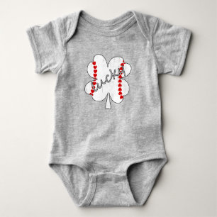 Body Para Bebê Sortuda Baseball 4 trevo de folha corações bonitos