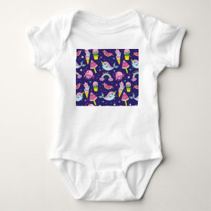 Body Para Bebê Sorvete: Bonito sem costura