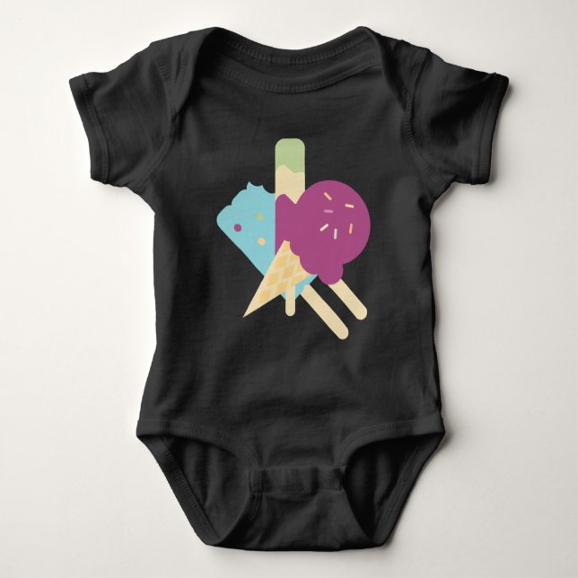 Body Para Bebê Sorvete de aniversário Bebê Bebê Bebê Bodyfato (Frente)