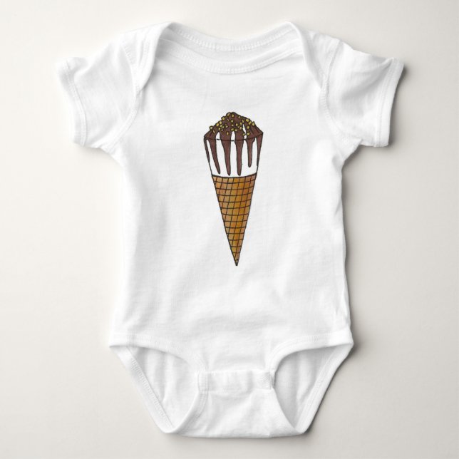 Body Para Bebê Sorvete de chocolate doce Cone (Frente)