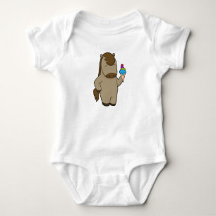 Body Para Bebê Sorvete de waffle de cavalo