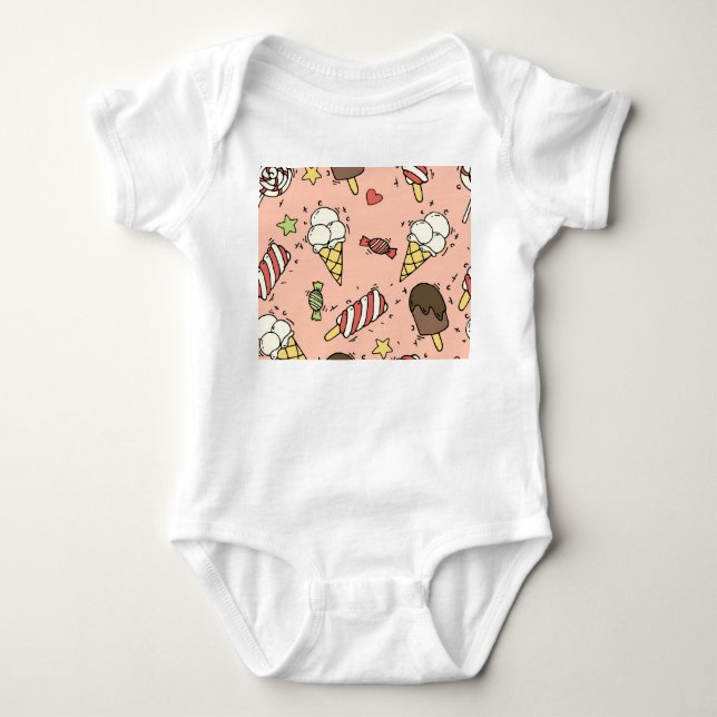 Body Para Bebê Sorvete Fofo & Pirulitos: Transparente (Frente)